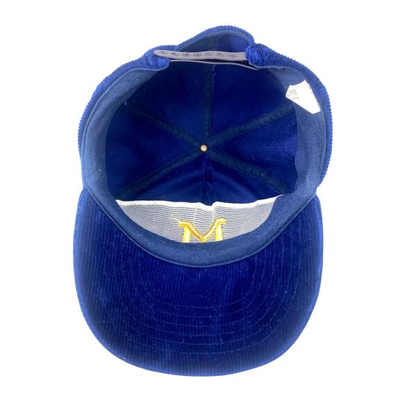 Vintage Michigan Wolverines Corduroy Snapback Rope Hat Embroidered Block M Cap - Picture 5 of 6